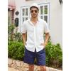 COOFANDY Men’s Linen Shorts Casual Elastic Waist Drawstring Summer Beach Shorts(Navy Blue Fish Bone)