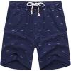 COOFANDY Men’s Linen Shorts Casual Elastic Waist Drawstring Summer Beach Shorts(Navy Blue Fish Bone)