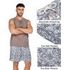 COOFANDY Men’s Linen Shorts Casual Elastic Waist Drawstring Summer Beach Shorts(Navy Leaf)