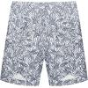 COOFANDY Men’s Linen Shorts Casual Elastic Waist Drawstring Summer Beach Shorts(Navy Leaf)