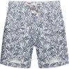 COOFANDY Men’s Linen Shorts Casual Elastic Waist Drawstring Summer Beach Shorts(Navy Leaf)