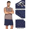 COOFANDY Men’s Linen Shorts Casual Elastic Waist Drawstring Summer Beach Shorts(Navy Pineapple)