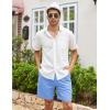 COOFANDY Men’s Linen Shorts Casual Elastic Waist Drawstring Summer Beach Shorts(Sky Blue)