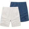 COOFANDY Men’s Linen Shorts Casual Elastic Waist Drawstring Summer Beach Shorts(White / Navy Blue)