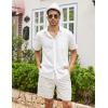 COOFANDY Men’s Linen Shorts Casual Elastic Waist Drawstring Summer Beach Shorts(White Fish Bone)