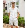 COOFANDY Men’s Linen Shorts Casual Elastic Waist Drawstring Summer Beach Shorts(White Palm)