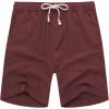 COOFANDY Men’s Linen Shorts Casual Elastic Waist Drawstring Summer Beach Shorts(Wine Red)