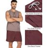 COOFANDY Men’s Linen Shorts Casual Elastic Waist Drawstring Summer Beach Shorts(Wine Red)