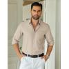 COOFANDY Mens Long Sleeve Button Down Shirt Casual Untucked Shirts for Men Oxford Dress Shirts(Light Khaki)