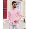 COOFANDY Mens Long Sleeve Button Down Shirt Casual Untucked Shirts for Men Oxford Dress Shirts(Pink)