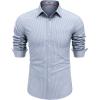 COOFANDY Mens Long Sleeve Button Down Shirt Casual Untucked Shirts for Men Oxford Dress Shirts(White-blue Stripe)