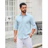 COOFANDY Men’s Long Sleeve Casual Button Down Shirts Untucked Shirts for Men Regular Fit Dress Shirt(Beau Blue)