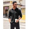 COOFANDY Men’s Long Sleeve Casual Button Down Shirts Untucked Shirts for Men Regular Fit Dress Shirt(Black)