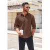 COOFANDY Men’s Long Sleeve Casual Button Down Shirts Untucked Shirts for Men Regular Fit Dress Shirt(Brown)