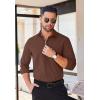 COOFANDY Men’s Long Sleeve Casual Button Down Shirts Untucked Shirts for Men Regular Fit Dress Shirt(Brown)