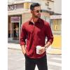 COOFANDY Men’s Long Sleeve Casual Button Down Shirts Untucked Shirts for Men Regular Fit Dress Shirt(Wine Red)