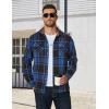 COOFANDY Men’s Long Sleeve Flannel Shirts Jacket Fashion Plaid Jackets Casual Button Down Shirt with Pockets(Black Blue)