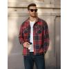 COOFANDY Men’s Long Sleeve Flannel Shirts Jacket Fashion Plaid Jackets Casual Button Down Shirt with Pockets(Black Red)