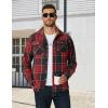 COOFANDY Men’s Long Sleeve Flannel Shirts Jacket Fashion Plaid Jackets Casual Button Down Shirt with Pockets(Black Red)