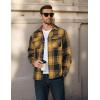 COOFANDY Men’s Long Sleeve Flannel Shirts Jacket Fashion Plaid Jackets Casual Button Down Shirt with Pockets(Black Yellow)