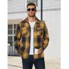 COOFANDY Men’s Long Sleeve Flannel Shirts Jacket Fashion Plaid Jackets Casual Button Down Shirt with Pockets(Black Yellow)