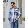 COOFANDY Men’s Long Sleeve Flannel Shirts Jacket Fashion Plaid Jackets Casual Button Down Shirt with Pockets(Blue)