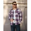 COOFANDY Men’s Long Sleeve Flannel Shirts Jacket Fashion Plaid Jackets Casual Button Down Shirt with Pockets(Blue Red-line)
