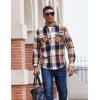 COOFANDY Men’s Long Sleeve Flannel Shirts Jacket Fashion Plaid Jackets Casual Button Down Shirt with Pockets(Khaki-black)