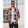 COOFANDY Men’s Long Sleeve Flannel Shirts Jacket Fashion Plaid Jackets Casual Button Down Shirt with Pockets(Khaki-black)