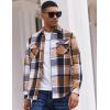 COOFANDY Men’s Long Sleeve Flannel Shirts Jacket Fashion Plaid Jackets Casual Button Down Shirt with Pockets(Khaki-black)