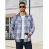 COOFANDY Men’s Long Sleeve Flannel Shirts Jacket Fashion Plaid Jackets Casual Button Down Shirt with Pockets(Light Blue)