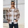COOFANDY Men’s Long Sleeve Flannel Shirts Jacket Fashion Plaid Jackets Casual Button Down Shirt with Pockets(Light Khaki)
