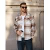COOFANDY Men’s Long Sleeve Flannel Shirts Jacket Fashion Plaid Jackets Casual Button Down Shirt with Pockets(Light Khaki)