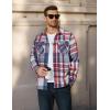 COOFANDY Men’s Long Sleeve Flannel Shirts Jacket Fashion Plaid Jackets Casual Button Down Shirt with Pockets(Red Blue)