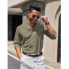 COOFANDY Men’s Long Sleeve Oxford Dress Shirts Chambray Button Down Shirt Casual Band Collar Shirts(Army Green)
