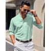COOFANDY Men’s Long Sleeve Oxford Dress Shirts Chambray Button Down Shirt Casual Band Collar Shirts(Ice Green)