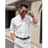 COOFANDY Men’s Long Sleeve Oxford Dress Shirts Chambray Button Down Shirt Casual Band Collar Shirts(White)