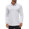 COOFANDY Men’s Long Sleeve Polo Shirts Quick Dry Moisture Wicking Lightweight Golf Shirts Casual Collared Shirt(White)