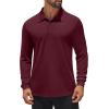 COOFANDY Men’s Long Sleeve Polo Shirts Quick Dry Moisture Wicking Lightweight Golf Shirts Casual Collared Shirt(Wine Red)