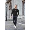 COOFANDY Mens Long Sleeve Shirts Thermal T-Shirt Slim Fit Crewneck Sweater Knitted Pullover Shirt(Black)