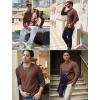 COOFANDY Mens Long Sleeve Shirts Thermal T-Shirt Slim Fit Crewneck Sweater Knitted Pullover Shirt(Brown)