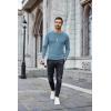 COOFANDY Mens Long Sleeve Shirts Thermal T-Shirt Slim Fit Crewneck Sweater Knitted Pullover Shirt(Dark Blue)