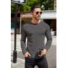 COOFANDY Mens Long Sleeve Shirts Thermal T-Shirt Slim Fit Crewneck Sweater Knitted Pullover Shirt(Dark Grey)