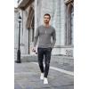 COOFANDY Mens Long Sleeve Shirts Thermal T-Shirt Slim Fit Crewneck Sweater Knitted Pullover Shirt(Grey)