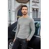 COOFANDY Mens Long Sleeve Shirts Thermal T-Shirt Slim Fit Crewneck Sweater Knitted Pullover Shirt(Light Grey)