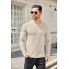 COOFANDY Mens Long Sleeve Shirts Thermal T-Shirt Slim Fit Crewneck Sweater Knitted Pullover Shirt(Light Khaki)