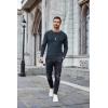 COOFANDY Mens Long Sleeve Shirts Thermal T-Shirt Slim Fit Crewneck Sweater Knitted Pullover Shirt(Navy)