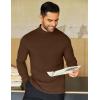 COOFANDY Mens Mock Neck Shirts Fleece Long Sleeve Tops Basic Pullover T-Shirts(Brown)