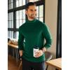 COOFANDY Mens Mock Neck Shirts Fleece Long Sleeve Tops Basic Pullover T-Shirts(Green)