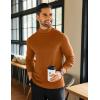 COOFANDY Mens Mock Neck Shirts Fleece Long Sleeve Tops Basic Pullover T-Shirts(Light Brown)